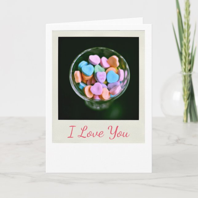 Candy Hearts I Love You Greeting Holiday Card (Front)