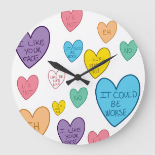 Candy Hearts Large Clock