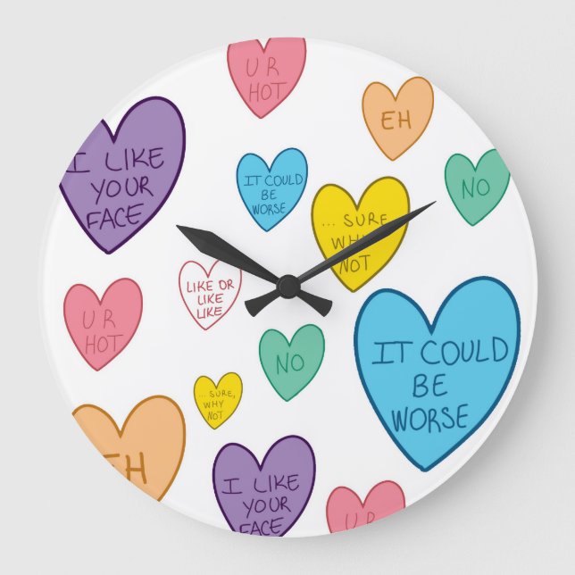 Candy Hearts Large Clock (Front)