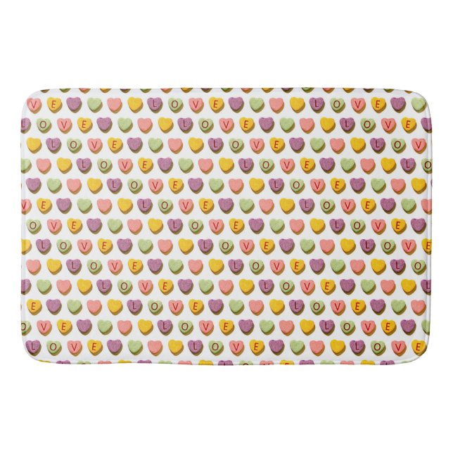 Candy Hearts Love Pattern Bath Mat (Front)