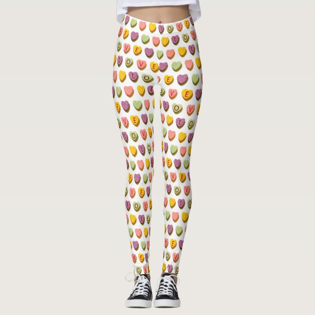 Candy Hearts Love Pattern Leggings (Front)