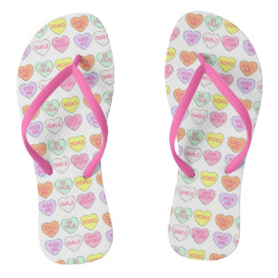Candy Hearts Love Valentine's Day Pastel Sweet Thongs