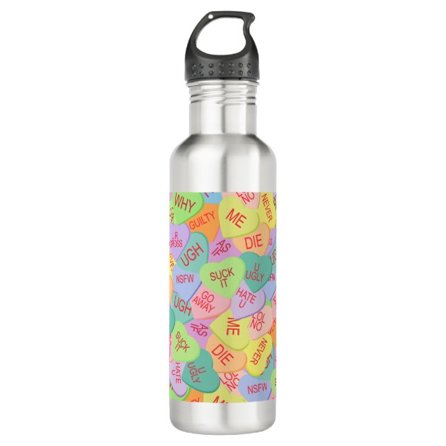 Candy Hearts Pattern - SFW 710 Ml Water Bottle (Front)