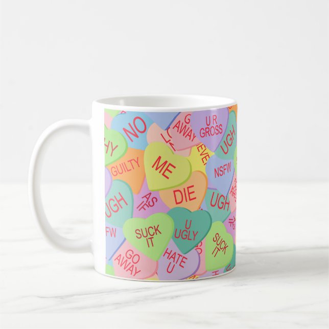 Candy Hearts Pattern - SFW Coffee Mug (Left)