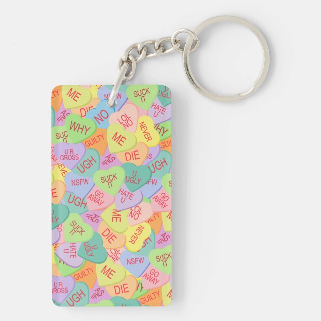 Candy Hearts Pattern - SFW Key Ring (Back)