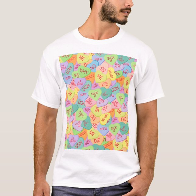 Candy Hearts Pattern - SFW T-Shirt (Front)