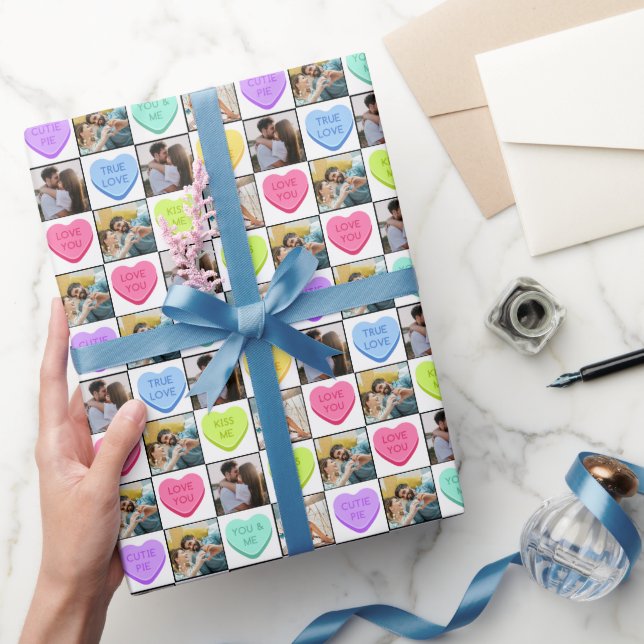 Candy Hearts Photo Valentine's Day  Wrapping Paper (Gifting)