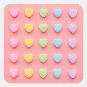 Candy Hearts Portrait Square Sticker