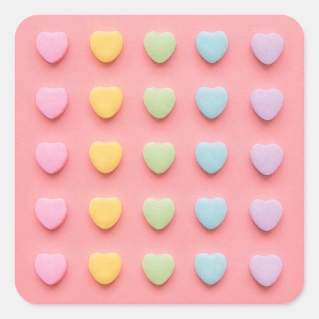 Candy Hearts Portrait Square Sticker (Front)
