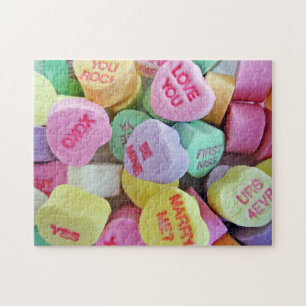 Candy Hearts Postcard Jigsaw Puzzle