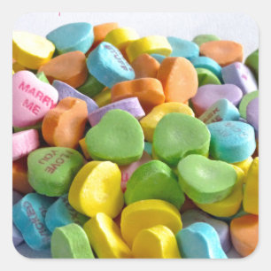 Candy Hearts Square Sticker