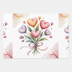 Candy hearts Valentine bouquet Wrapping Paper Sheet