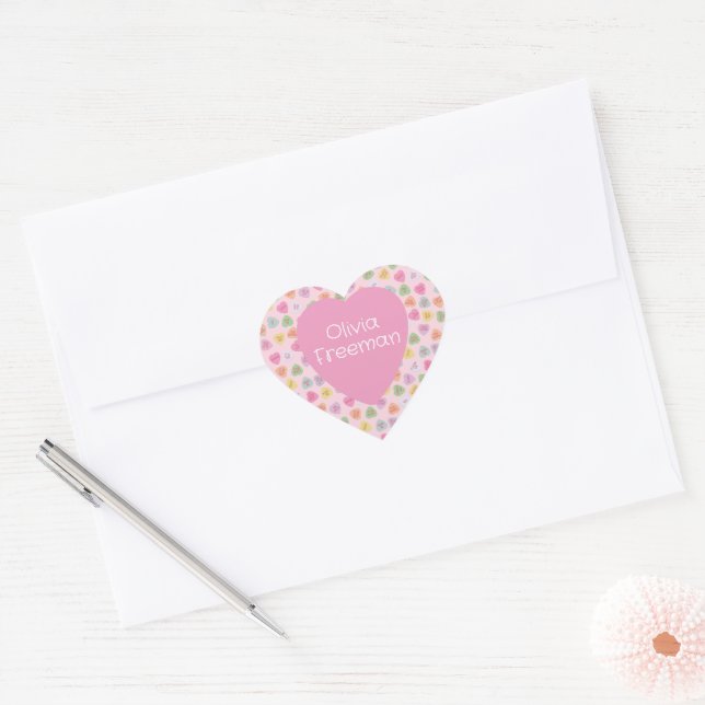 Candy Hearts Valentine Sticker Personalised Heart (Envelope)