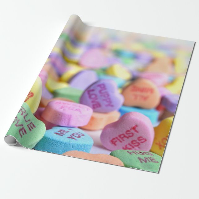 Candy Hearts Valentine Wrapping Paper (Unrolled)