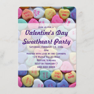 Candy Hearts Valentine's Day Party Invitations