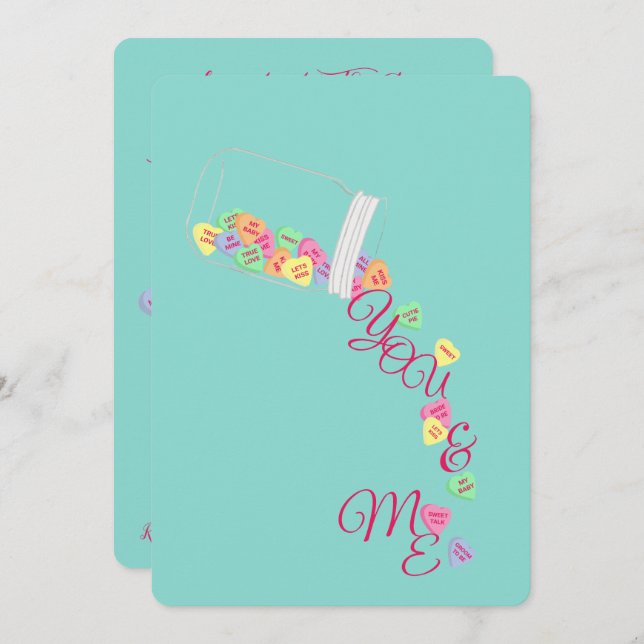 Candy Hearts You & Me Celebration Shower Party Invitation (Front/Back)