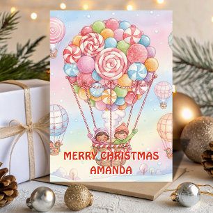 Candy Hot Air Balloon Christmas Kids Card