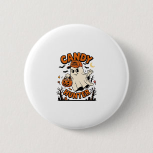 Candy Hunter Halloween Ghost Pumpkin Bucket_1 6 Cm Round Badge