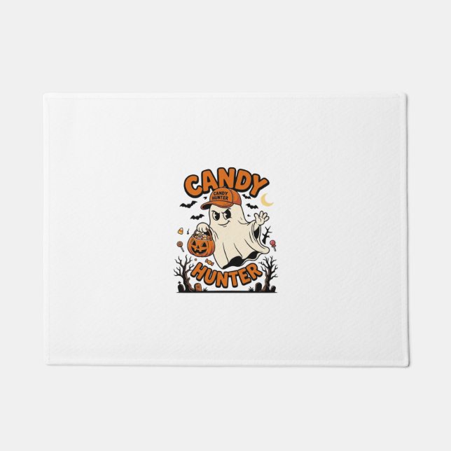 Candy Hunter Halloween Ghost Pumpkin Bucket_1 Doormat (Front)