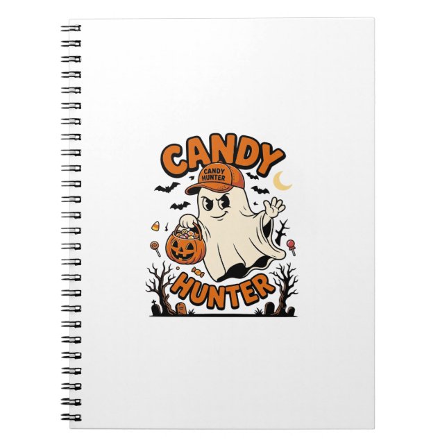 Candy Hunter Halloween Ghost Pumpkin Bucket_1 Notebook (Front)