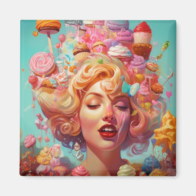 Candy Ice Cream Girl Surreal Fantasy Art Magnet (Front)