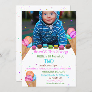Candy ice cream photo ANY AGE birthday party Invitation