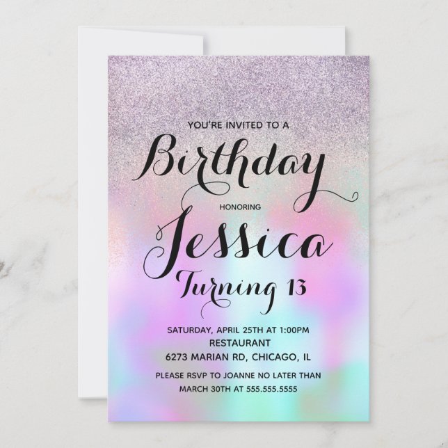 Candy Ink Liquid Marble Glitter Birthday Teen  Invitation (Front)