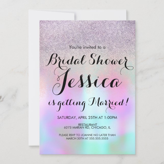 Candy Ink Liquid Marble Glitter Bridal Shower Invitation (Front)