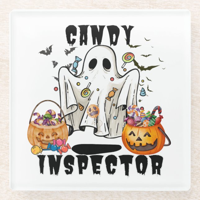Candy Inspector.w Glass Coaster (Front)
