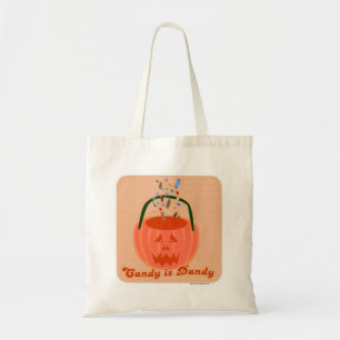Candy is Dandy Spooky Halloween Cartoon Slogan Tote Bag