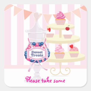 Candy Jar and Cupcakes Favour Sticker