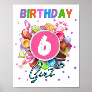 Candy Land Birthday Party Girl Age 6  Poster