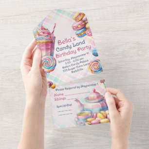 Candy Land Birthday Party Invitation Tearaway RSVP