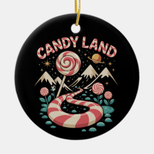 Candy Land Cane Xmas Christmas Family Holiday Ceramic Ornament