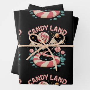 Candy Land Cane Xmas Christmas Family Holiday Wrapping Paper Sheet