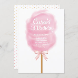Candy land Cotton Candy Pink Birthday Party Invitation