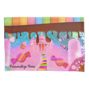 Candy Land Dream Sweets Personalised Custom Name Pillowcase