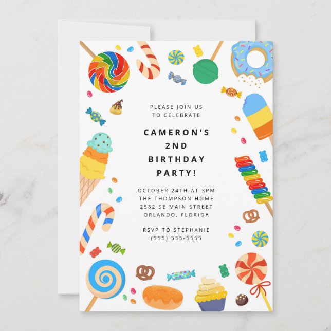 Candy Land Girl Birthday Invitation (Front)