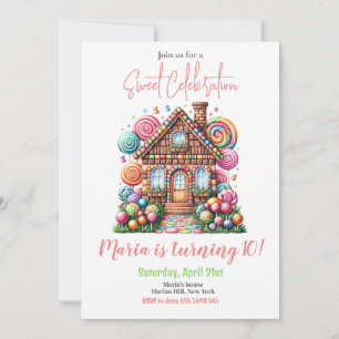 Candy Land Girl Birthday Sweet Celebration Rainbow Invitation