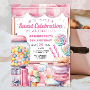 Candy Land Girl Pink Sweet Celebration Birthday Invitation