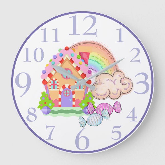 Candy Land House and Rainbow Large Clock (Front)
