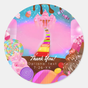 Candy Land Party Fantasy Candy Cupcakes Favour Classic Round Sticker