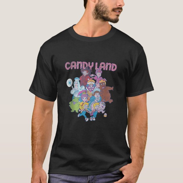 Candy Land Retro Game Characters Group Shot Logo T T-Shirt (Front)