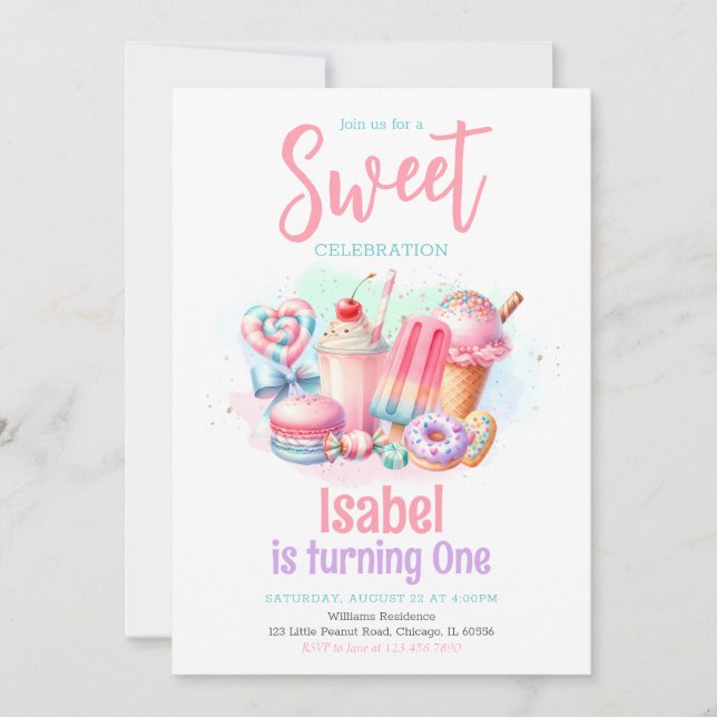 Candy Land Sweet Birthday Invitation (Front)