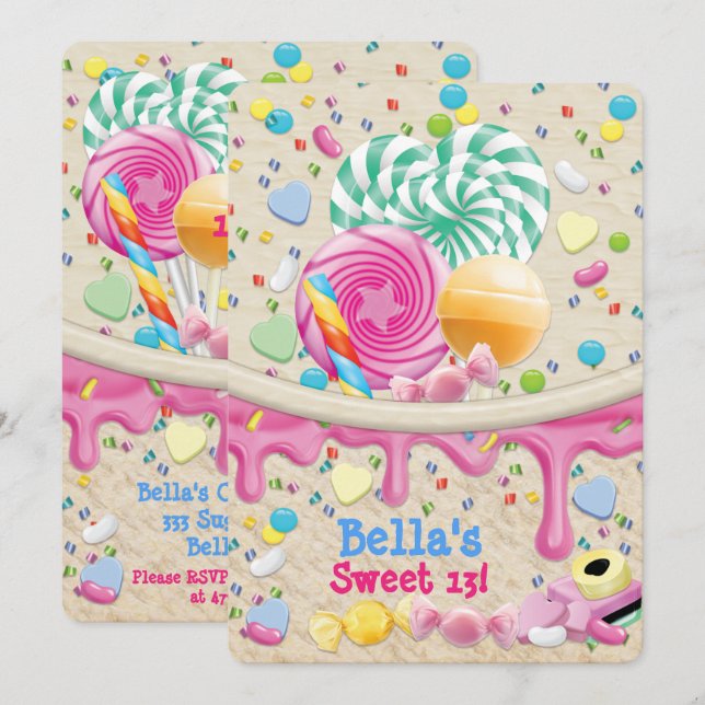 Candy Land Sweetie Birthday Party Invitation (Front/Back)