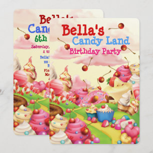 Candy Land Sweetie Birthday Party Invitation