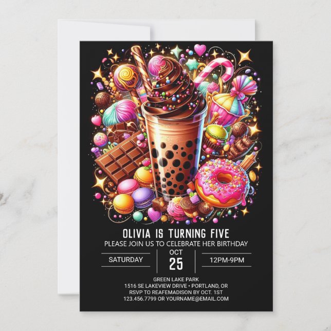 Candy Lollipop Candyland Digital Birthday Invitation (Front)