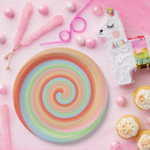 Candy Lollipop Colourful Rainbow Party Plates