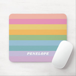 Candy Pastel Rainbow Stripes Personalised Mouse Pad
