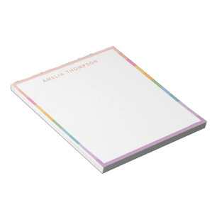 Candy Pastel Rainbow Stripes Personalised Notepad
